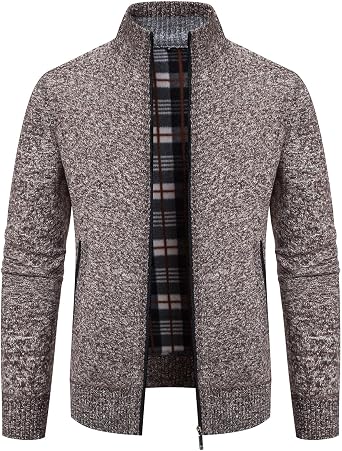 Mens Sweaters Cardigan Full Zip Long Sleeve Sweater Mens Workout Outfits | Mylldey Thick Heavy Mens Sweaters Soft and Warm