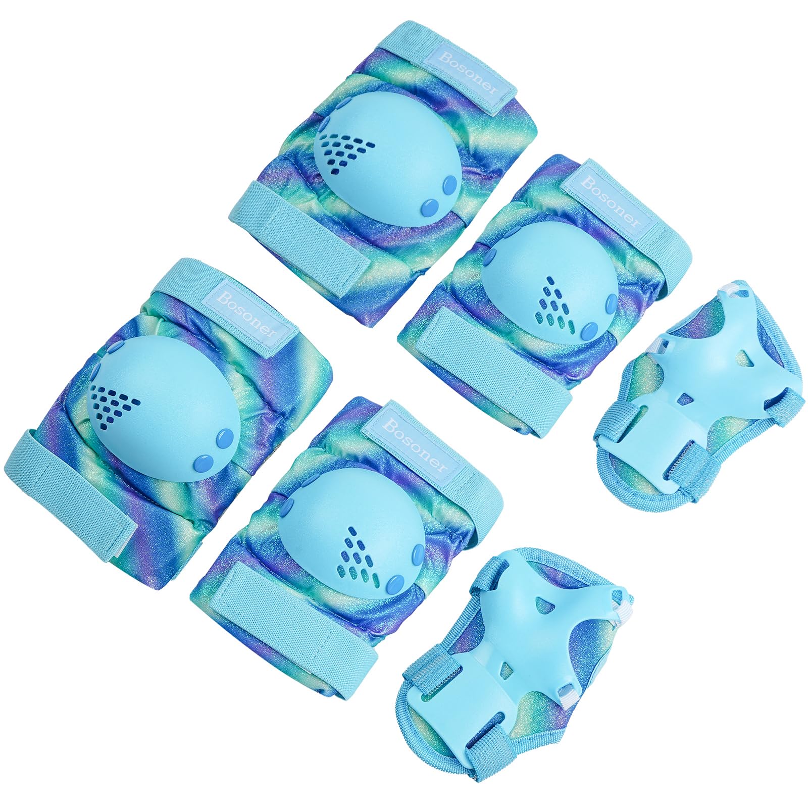 BOSONER Knieschoner Kinder Schoner Inliner Protektoren 6er Set Schützer Inliner Inline Skates Knie Und Ellenbogenschützer Schutzausrüstung Knieschützer Skateboard