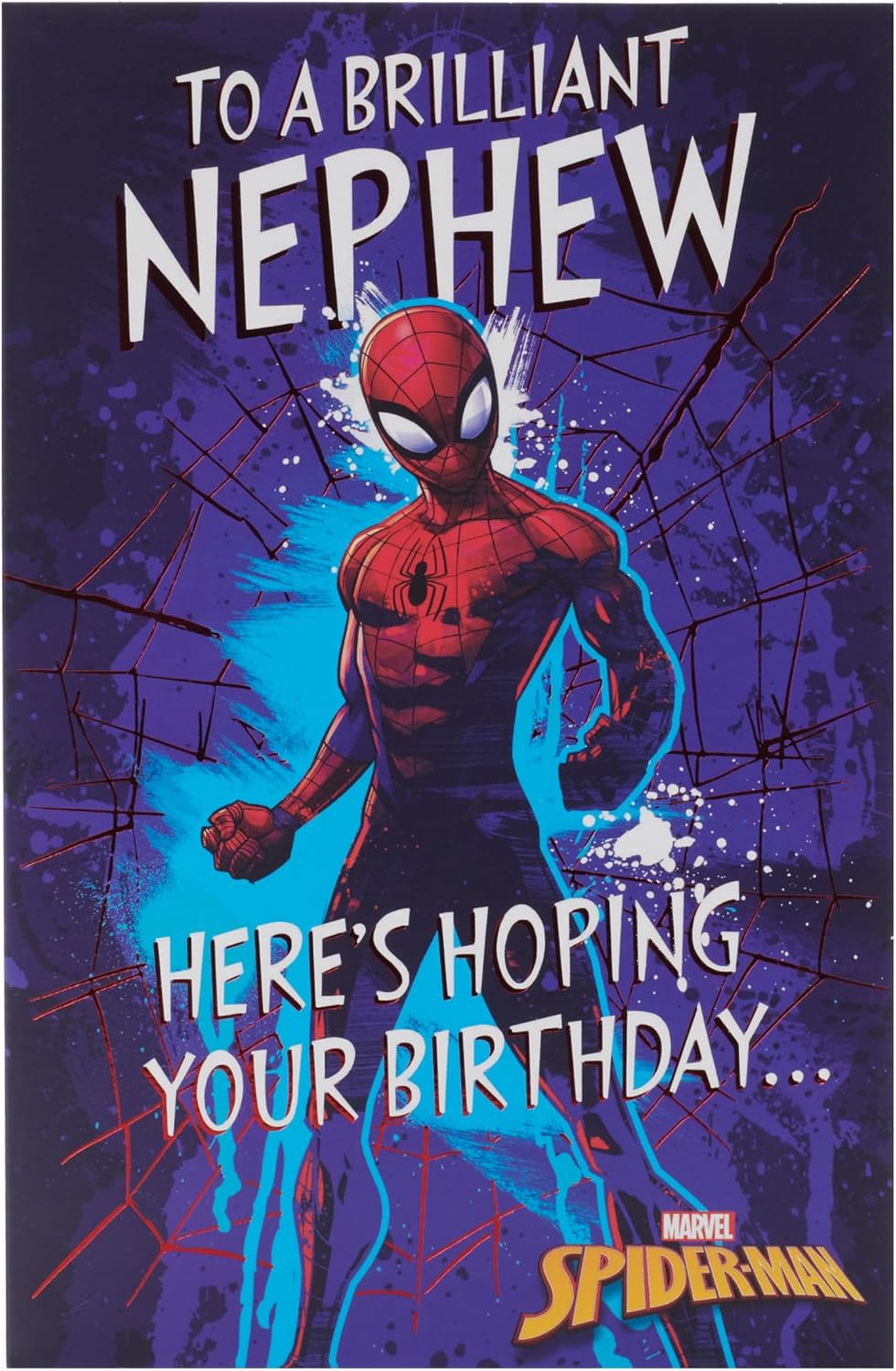 UK Greetings Marvel SpiderMan Birthday Card for Nephew Bold Design