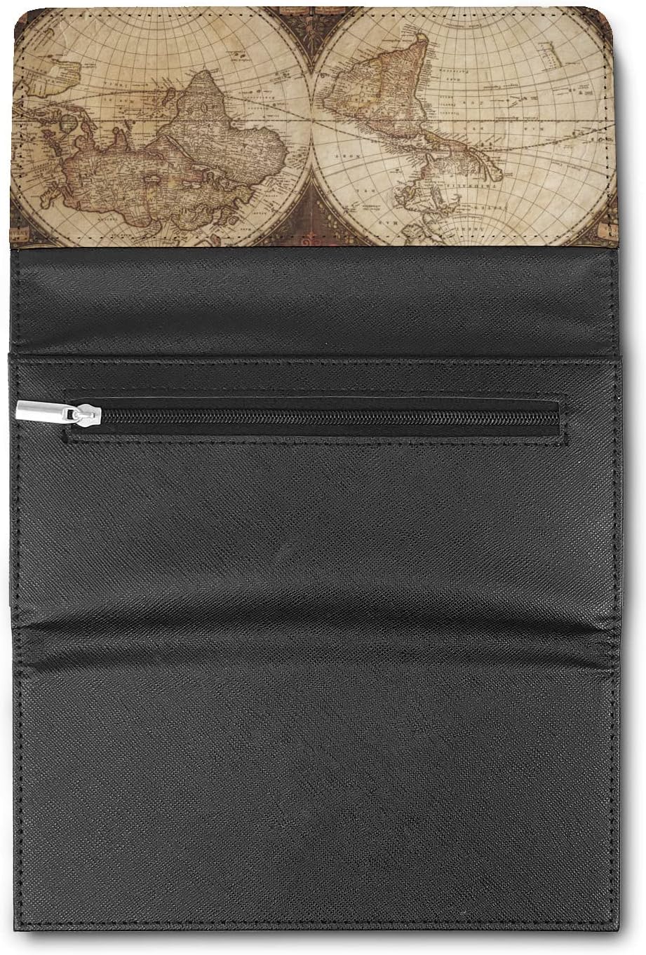 Vintage World Map Leatherette Ladies Wallet