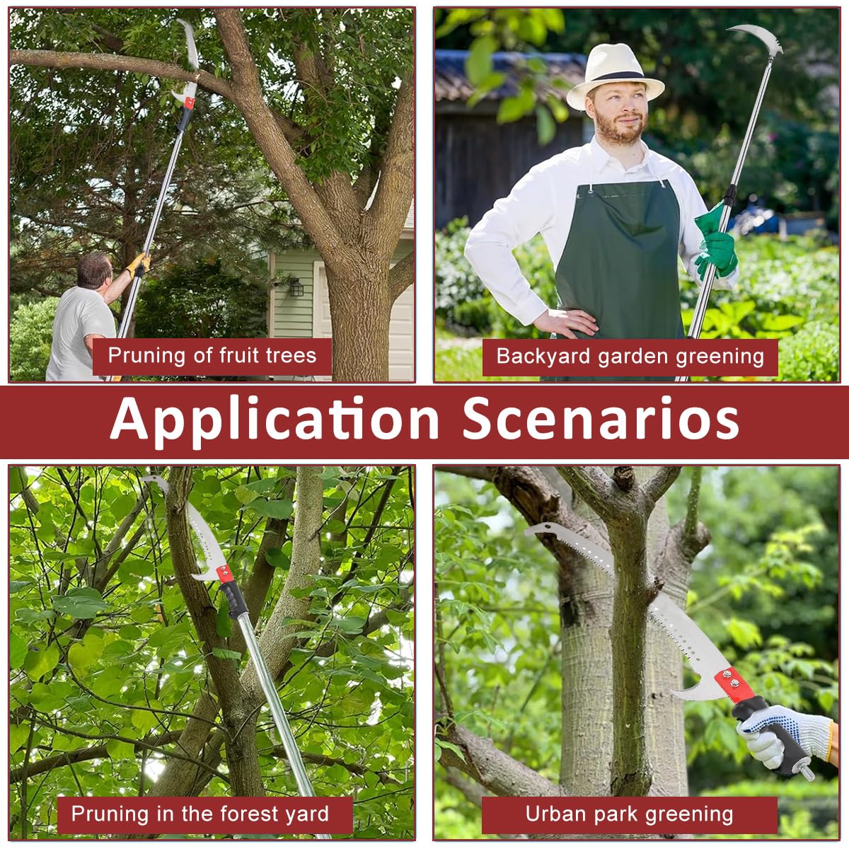 Optifit® Telescopic Manual Pruning Saw - 9.8FT Extendable Stainless Steel Pole Saw with Curved Hooked Blade - Manual Tree Pruner for Thick Branches - Image 6 thumbnail