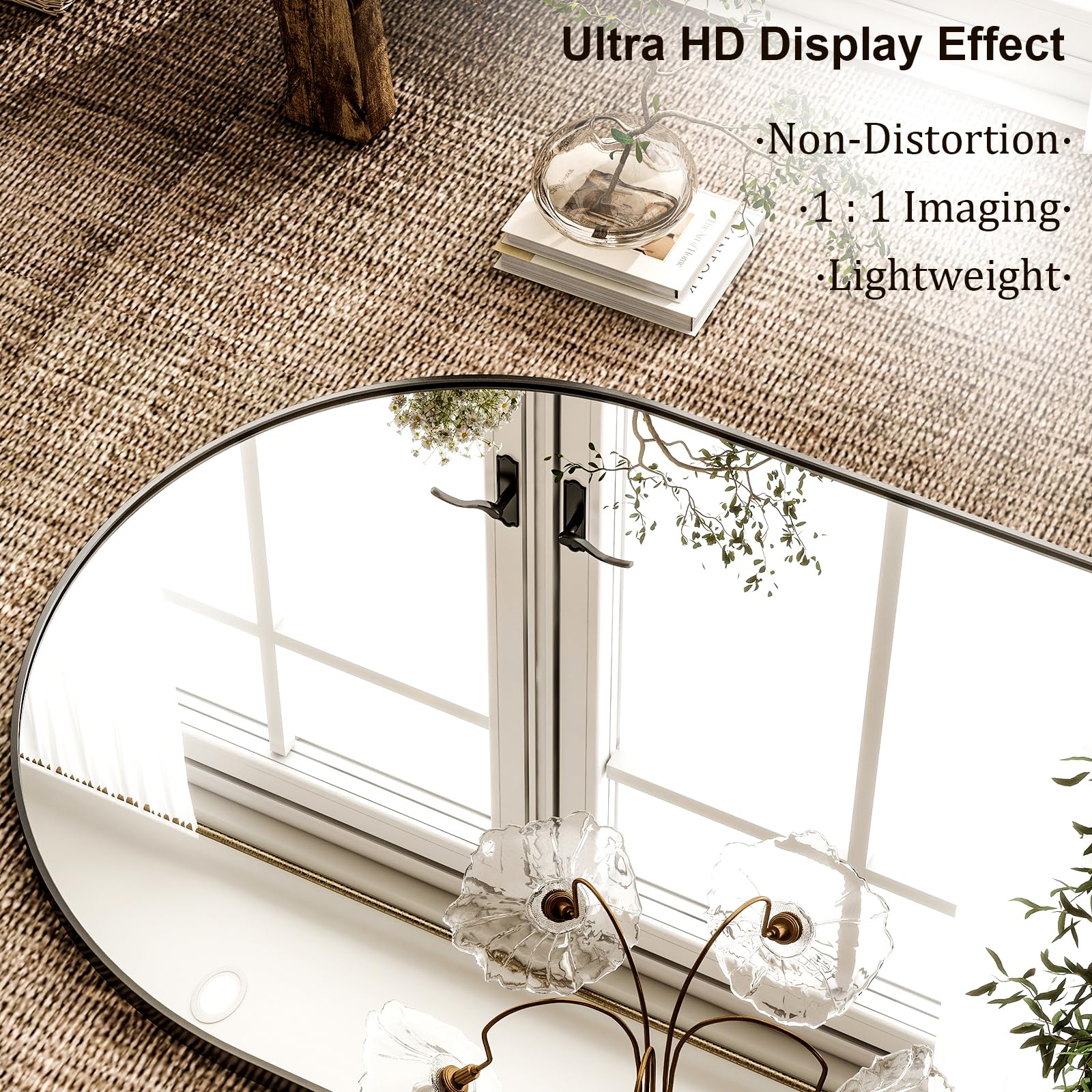 HARRITPURE 86x46 inch Full Length Mirror - Oversized Arched Mirror Aluminum Frame Full Body Floor Mirror with Stand for Living Room,Bedroom,Cloakroom,Gold