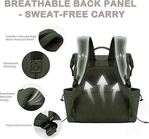 Miniatura 6 de VONAL Mochila de neopreno para pañales con cambiador, mochila de neopreno de gran capacidad de 33 litros con bolsillos aislados, mochila de pañales