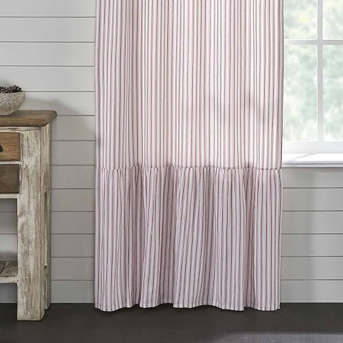 Miniatura 2 de Timeless Ticking - Cortinas cortas con volantes y rayas rojas, juego de 2, 84 pulgadas de largo x 40 pulgadas de ancho, cortina de Navidad