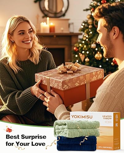 Miniatura 8 de Yokimisu Manta eléctrica tamaño individual, manta térmica de franela y sherpa de 62 x 84 pulgadas, certificación ETL con 6 ajustes de calor, 10