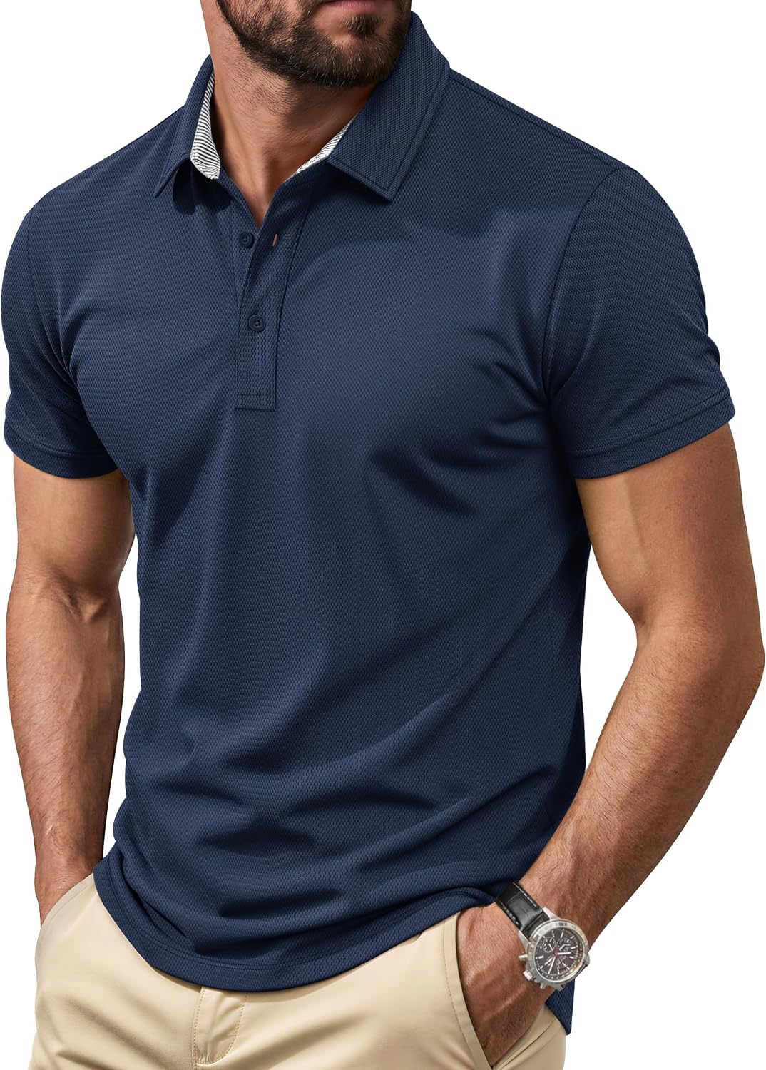 Cotrasen Men's Polo Shirts Short Sleeve Classic Fit Cotton Pique Casual Tee | Polo Collared, 3 Buttons, Soft, Breathable, Lightweight, Cooling; Business Casual, Golf, Date, Daily&Summer Wear