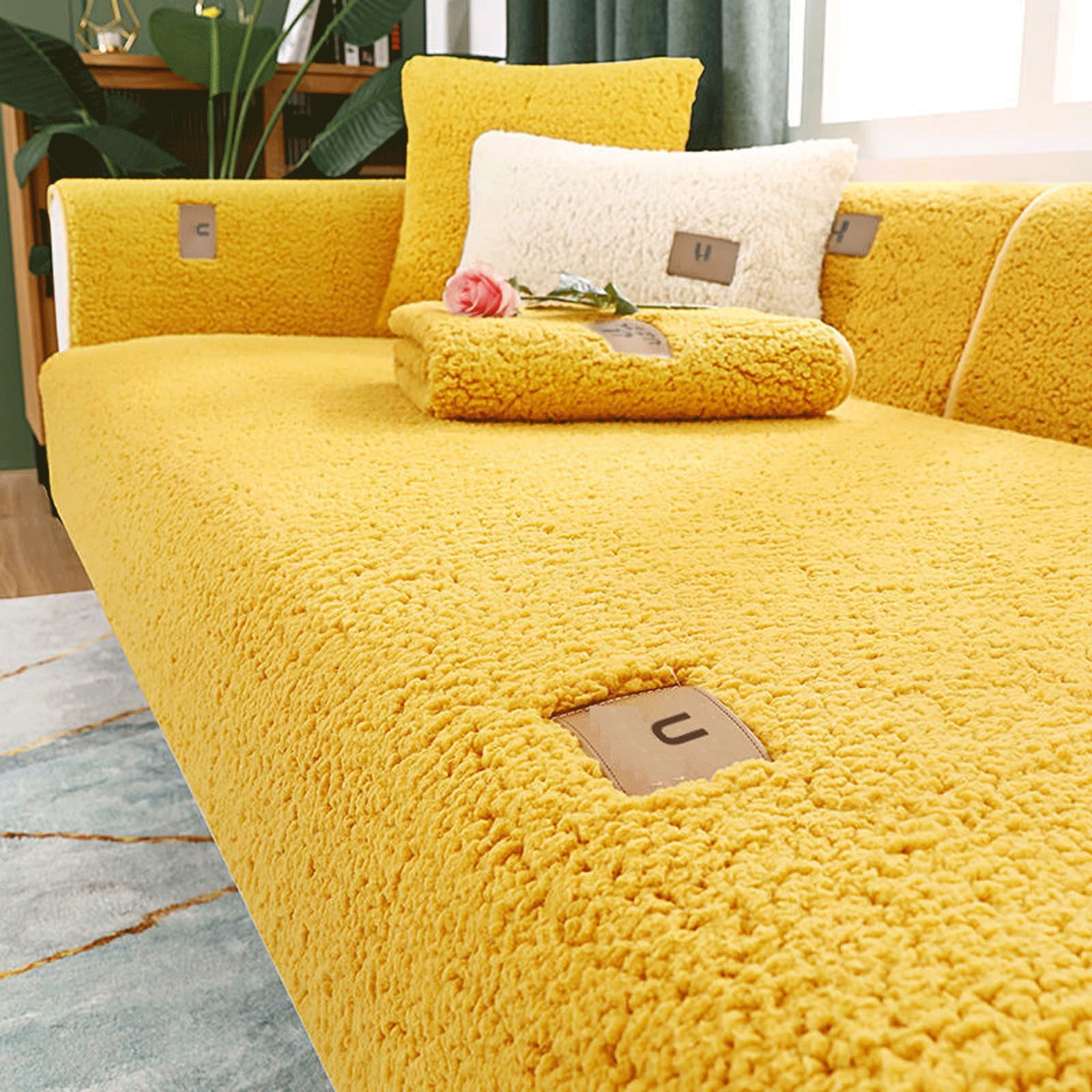 1pc Sofa Slipcover Corner 3/2/1/4 Seater Sofa Cover L Shape Couch Cover Velvet Thick Sofa Protector Anti-slip Reversible Quilted Corner Slipcovers Washable for Sectional Couch ( Color : #13 , Size : 1