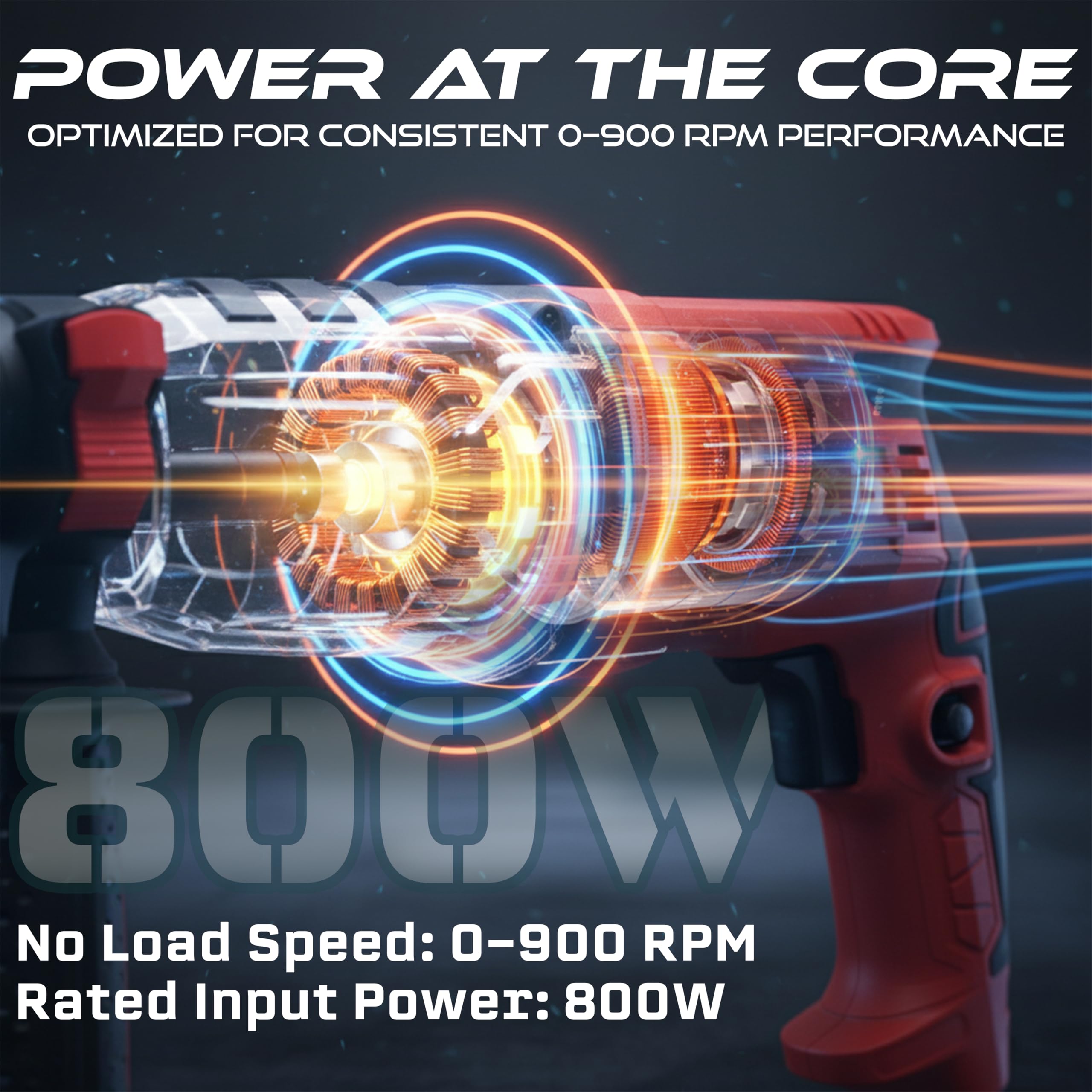 IBELL Taladro percutor rotatorio RH26-24, 800 W, armadura de cobre, portabrocas SDS Plus de 26 mm, 900 RPM, energía de impacto 3J, velocidad de impacto 4000/min Negro rojo