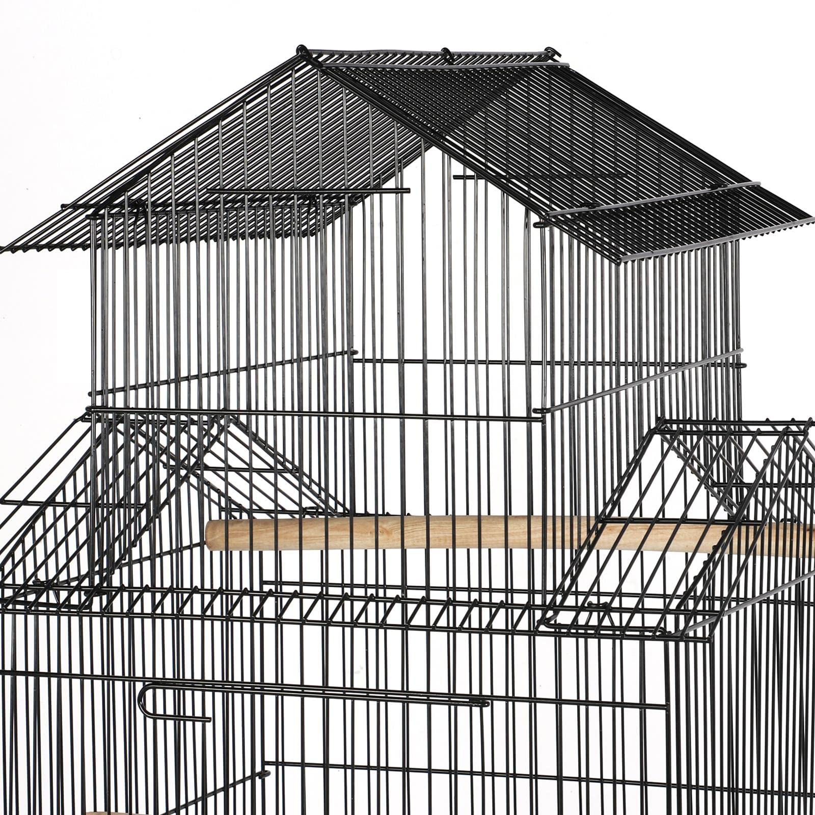 Yaheetech Large Bird Cage Triple Roof Top Rolling Parrot Cage Budgie Cage with Stand for Mid