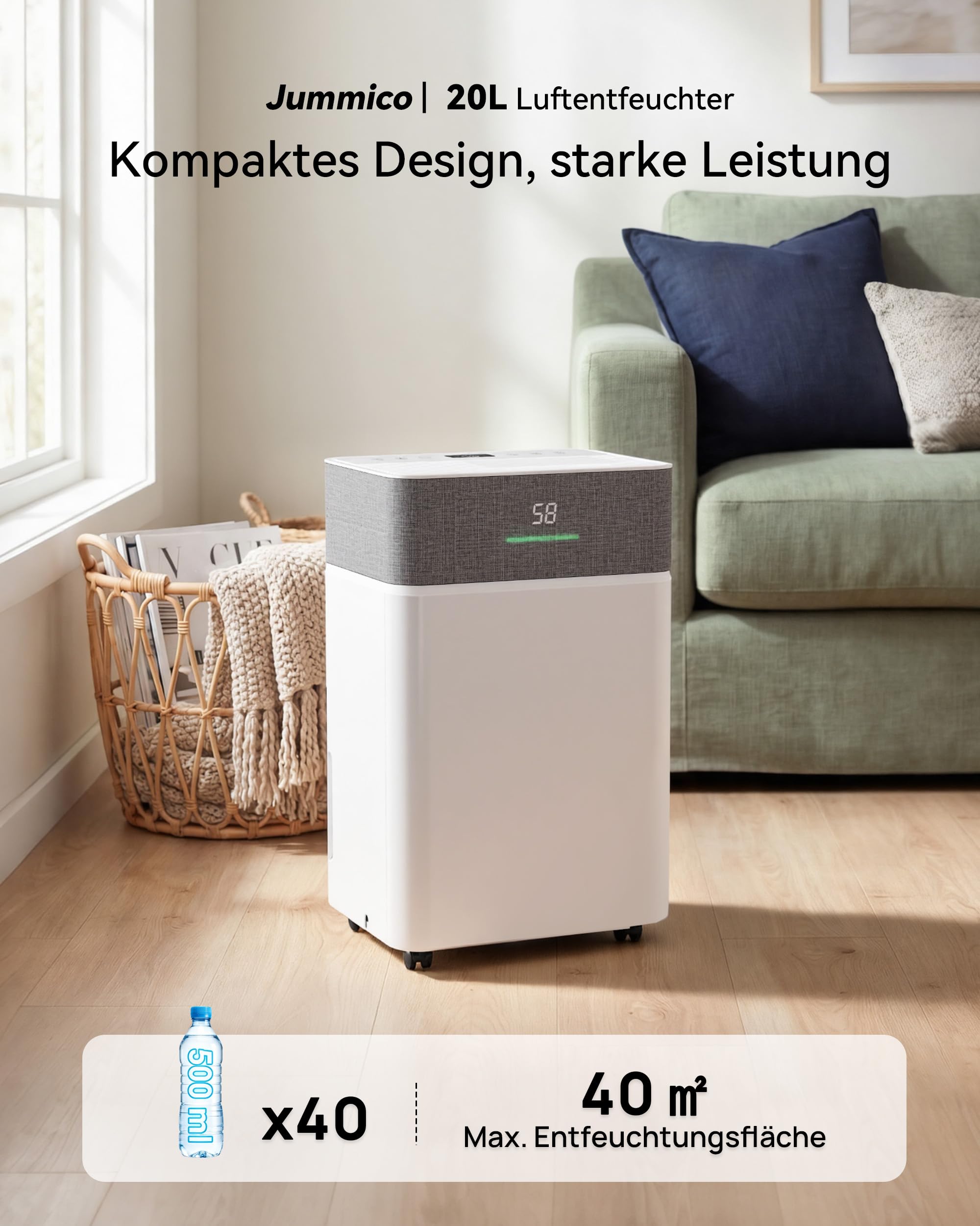 JUMMICO Luftentfeuchter 20L/Tag Smart WLAN Timer