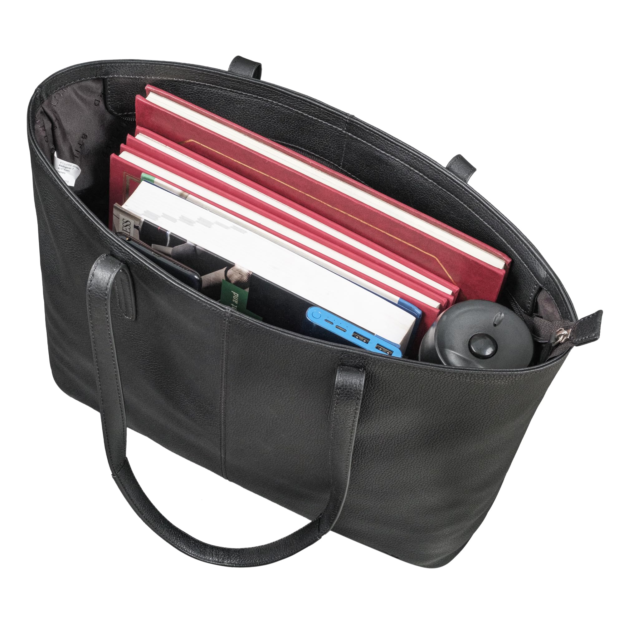 STILORD Antonia Große Handtasche Damen Leder Shopper Tasche Tote Bag Schultertasche Frauen Ledertasche Handtaschen Lederhandtasche Echtleder Henkeltaschen Farbe:schwarz
