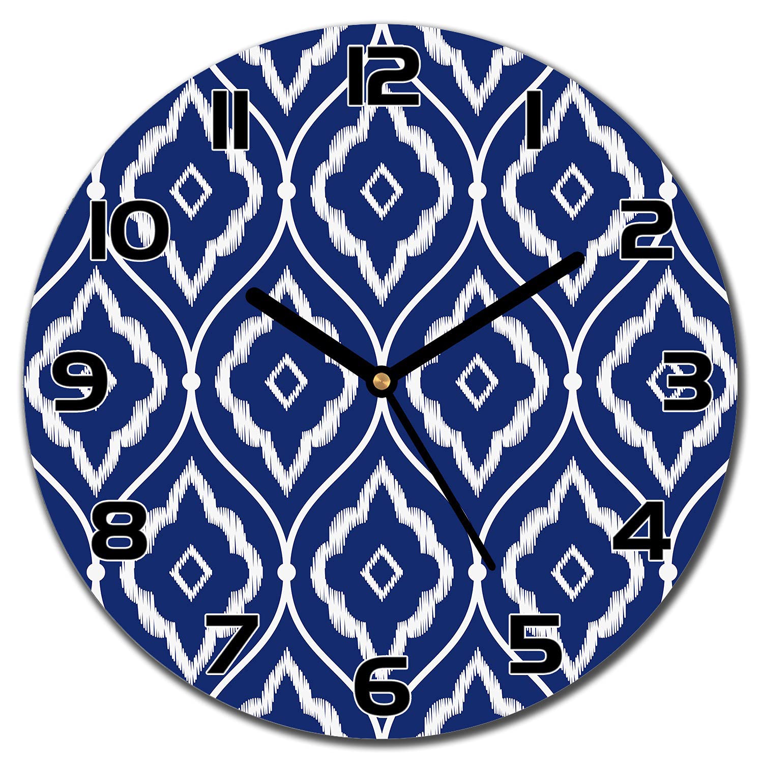 Horloge d'art en verre Coloray impression haute définition motif porcelaine indigo persan