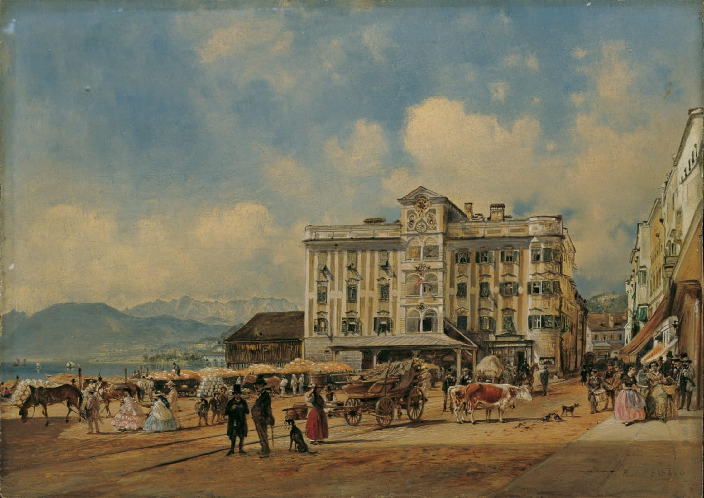POSTERIIk Vintage Art Print Images Pictures Print the Town Hall in Gmunden by Rudolf Von Alt Modern Colour Posters for Office Home Decor 60x90cm
