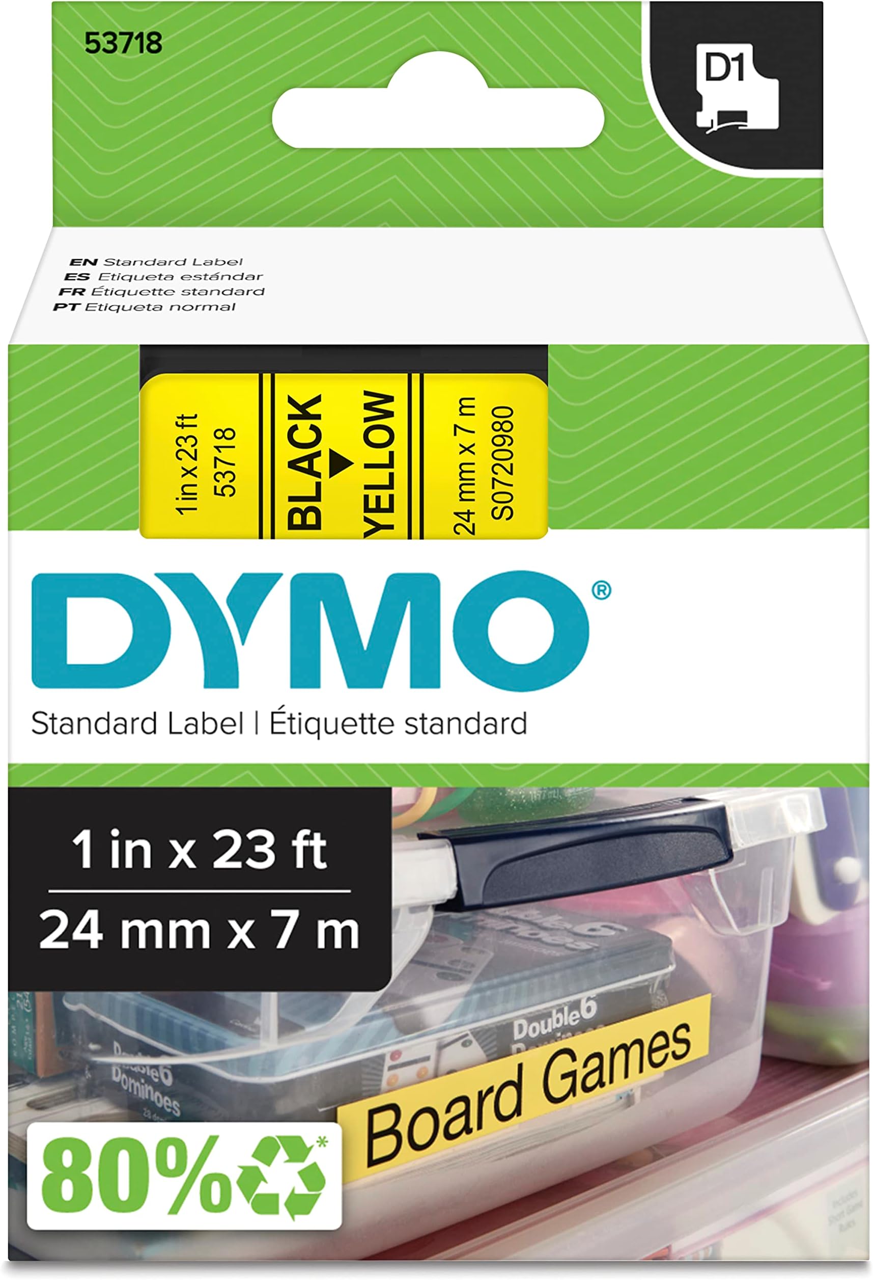 DYMO Standard D1 43610 Labeling Tape (Black Print on Clear