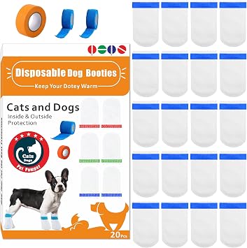Disposable Dog Booties | Dogs Boots & Paw Protectors | Puppy Socks to Prevent Licking Paws | Waterproof Dog Boots for Small/Medium Breed Dogs | Single Hose Bandages for Pet