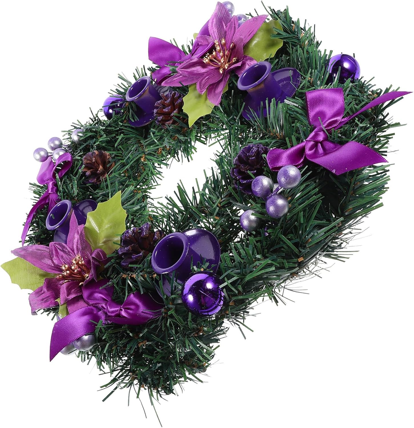 Balacoo Christmas Wreath Candle Holder Winter Table Decor Artificial Advent Wreath Centerpiece for Dining Room Seasonal Holiday Decoration