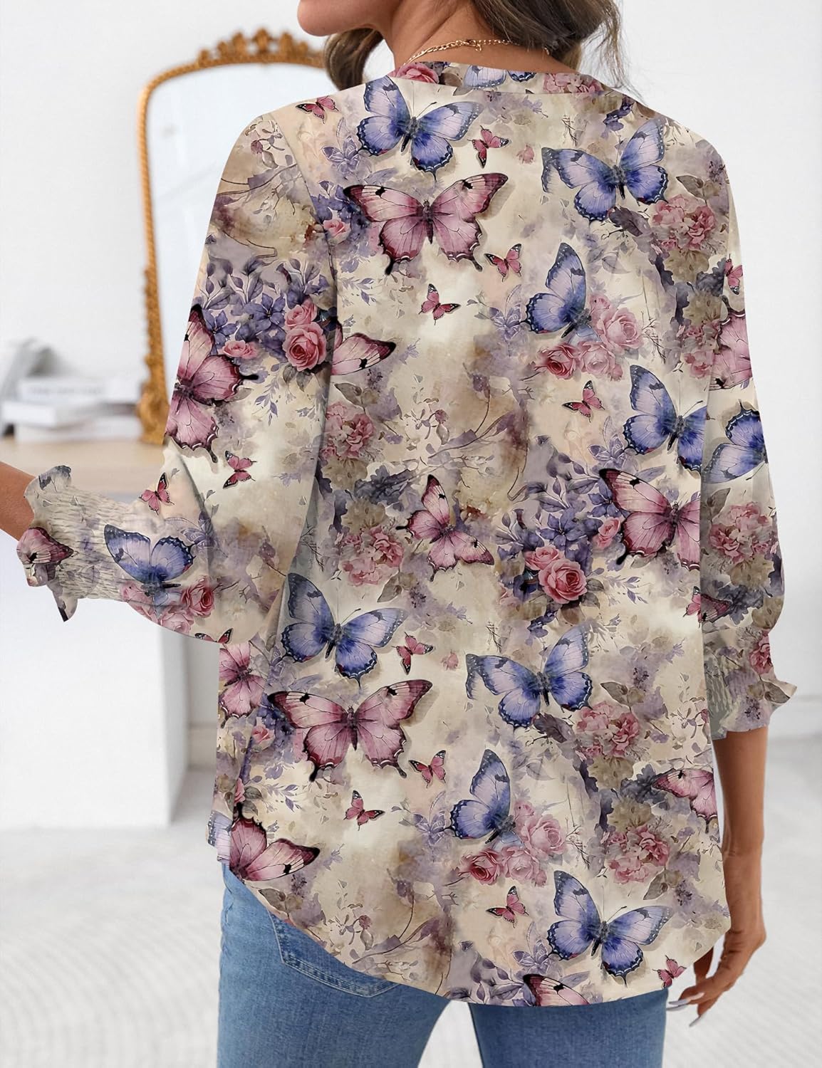 Ivicoer Blouses for Women Dressy Casual 3/4 Length Sleeve Womens Tops Trendy Spring Fall Clothes S-XXL - Image 6