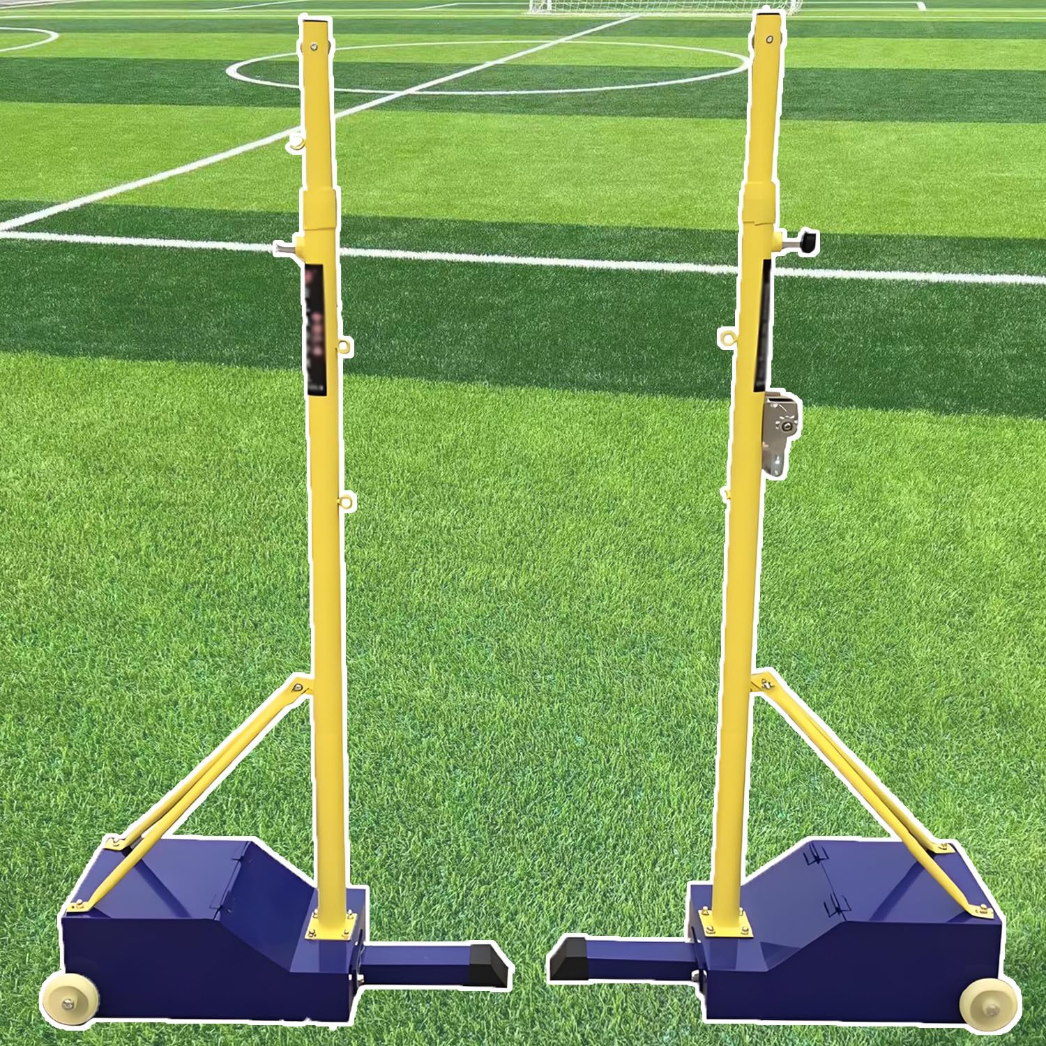 QuinteZhenTially Heavy Duty Volleyball & Badminton Net Stand,Indoor Outdoor Sports Equipment,Portable Freestanding Volleyball Poles,Height Adjustable 1.55m-2.1m,for Beaches,Parks,Gyms