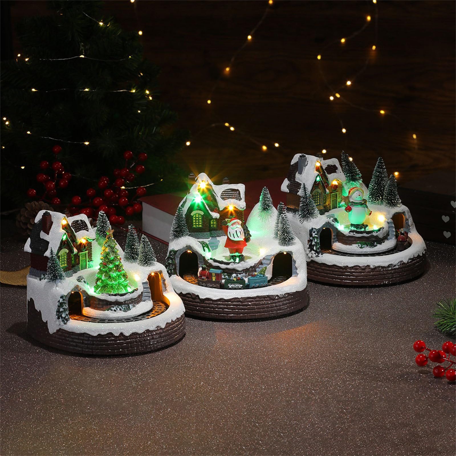 Árbol de Navidad Musical Tren Decorado Elegante Tren De Navidad Exposición Con Luces Y Música Para Un Ambiente Navidad