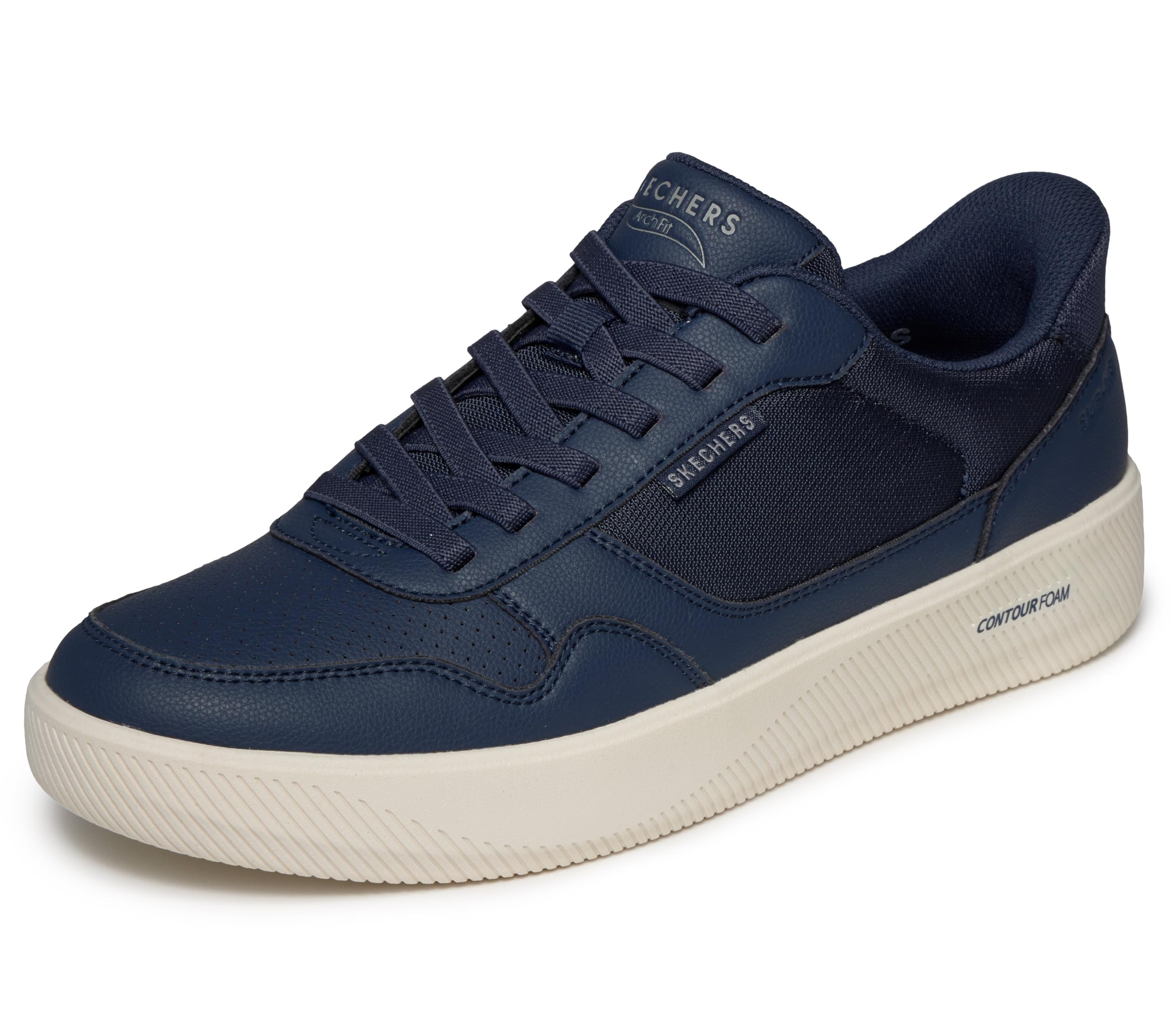 Skechers Herren Arch FIT Court Break KOMFORTABEL Trainer, Navy Duraleather/Mesh, 42 EU