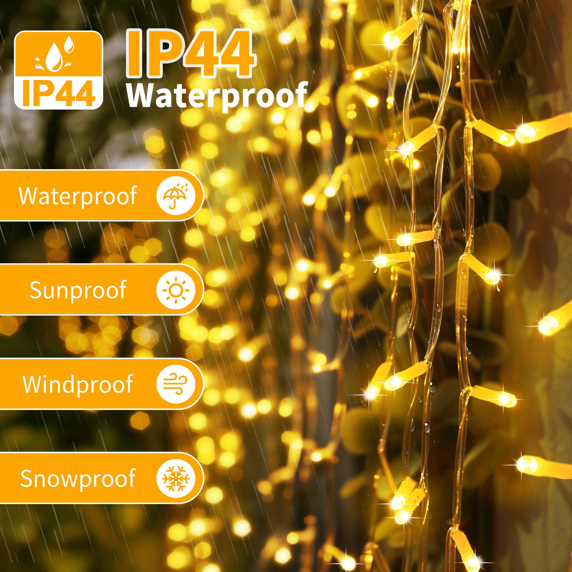 Auriostar Luci LED a Batteria, 20m 200LEDs Catena Luminosa Esterno 8 Modalità,Impermeabile IP44 Luci Natale Esterno e Interno Batteria, Luci Albero di Natale per Festa,Giardino (Bianco Caldo, 200LEDs)