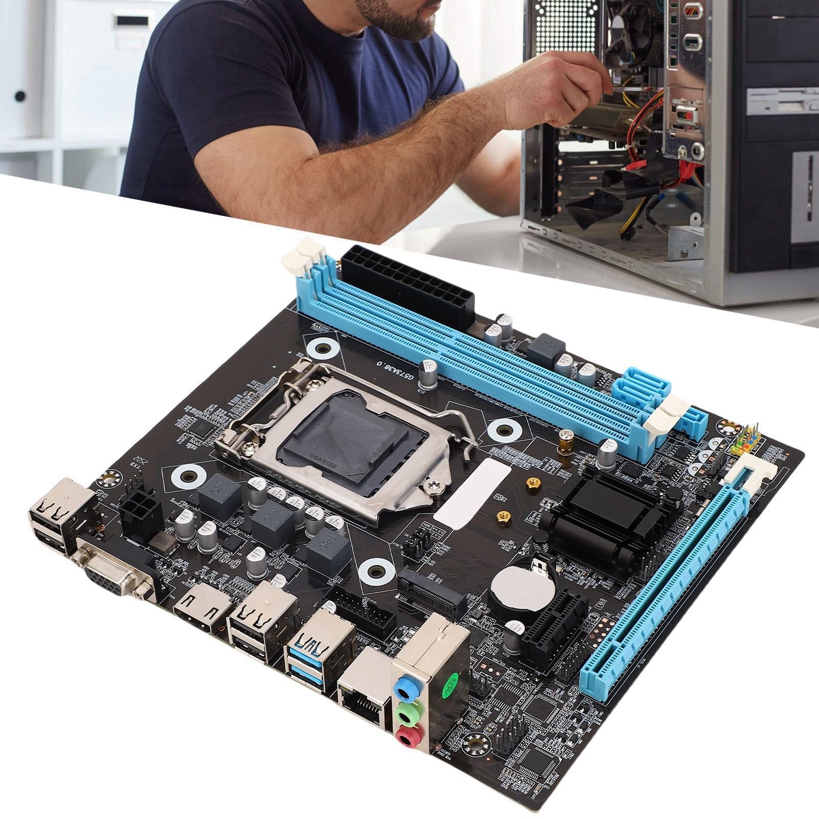Dpofirs Scheda Madre da Gioco H81 per Scheda Madre PC LGA 1150, Dual Channel DDR3, Interfaccia M.2 ad Alta Velocità, Interfacce I/O, 1600 MHz