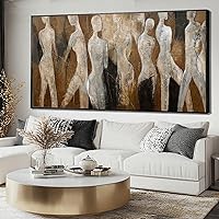 Vista 1 de CHUDANHAO Black Line Wall Decor Brown Canvas Wall Art Figure Wall Decorations 29"x58" Large Pictures for Living Room Artwork for Office
