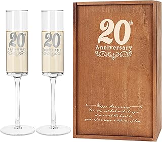 20th Gifts Wedding Anniversary for Couple, 20th Anniversary Champange Glasses, 20th Wedding Anniversary Champange