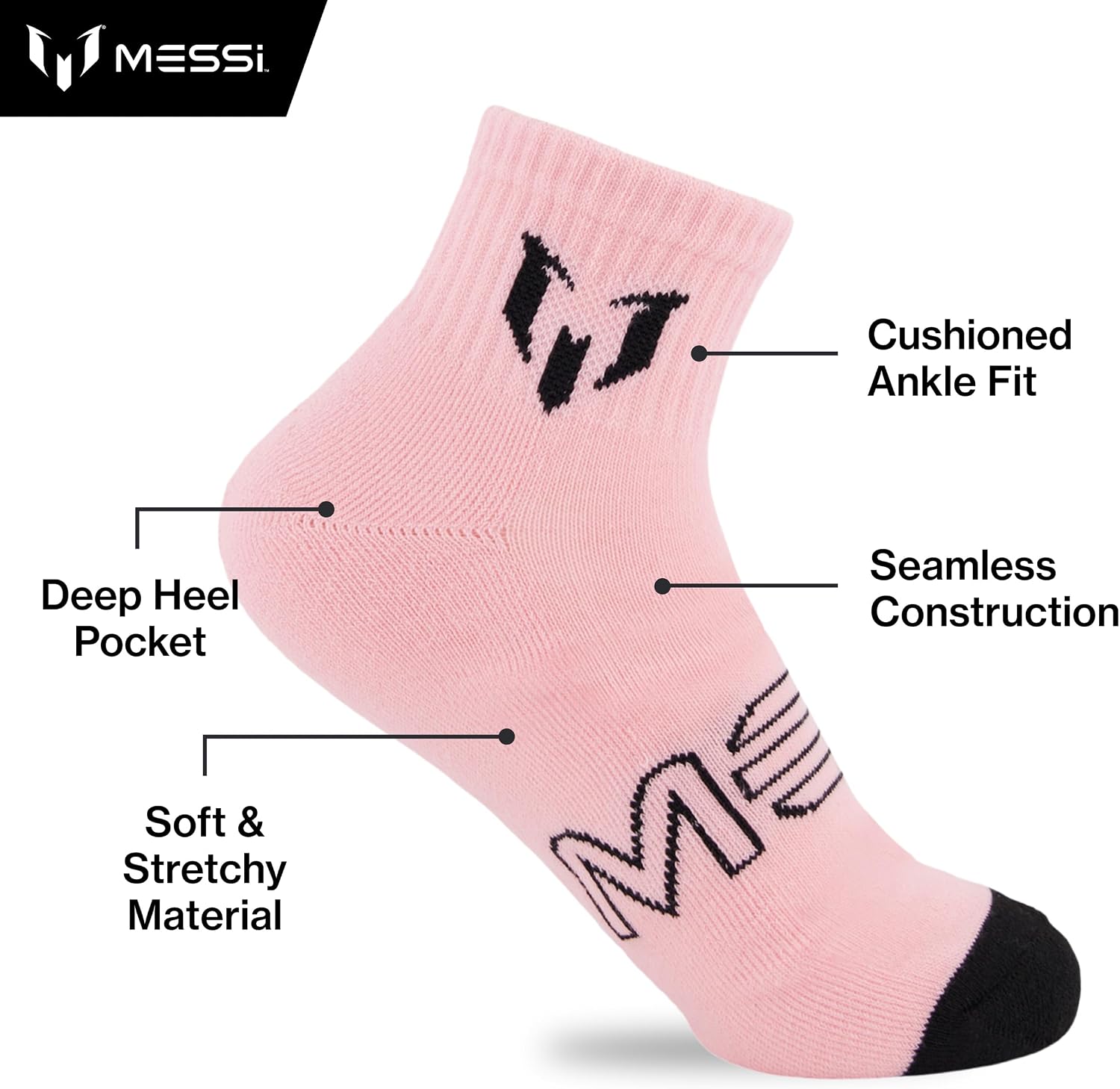 Messi Men's Lifestyle Ankle Socks, 6-pack, Soft & Stretchy, Comfortable