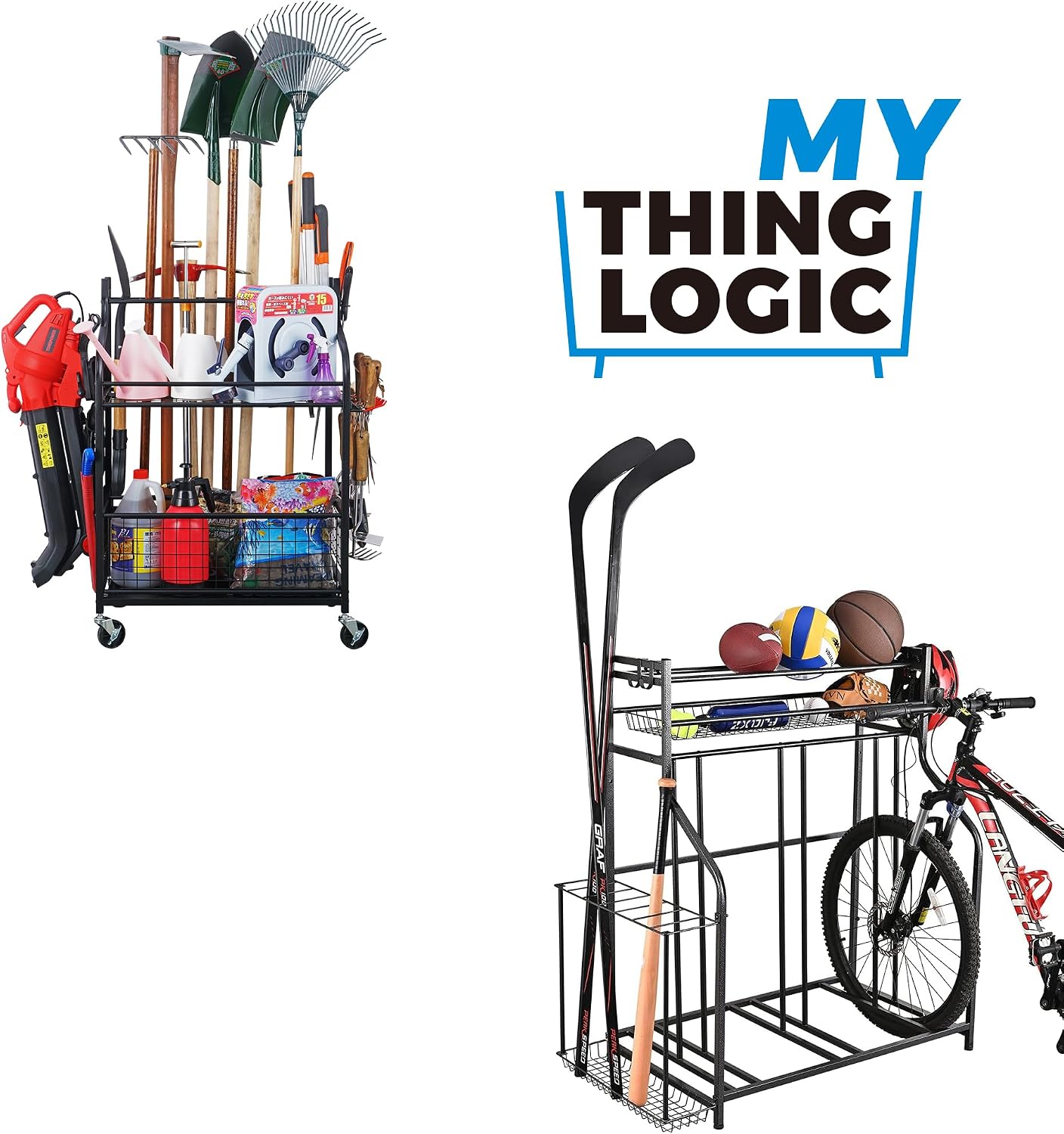 Mythinglogic Garden Alloy Steel Tool Organizer for Garage, Garage Bike Rack Storage Organizer
