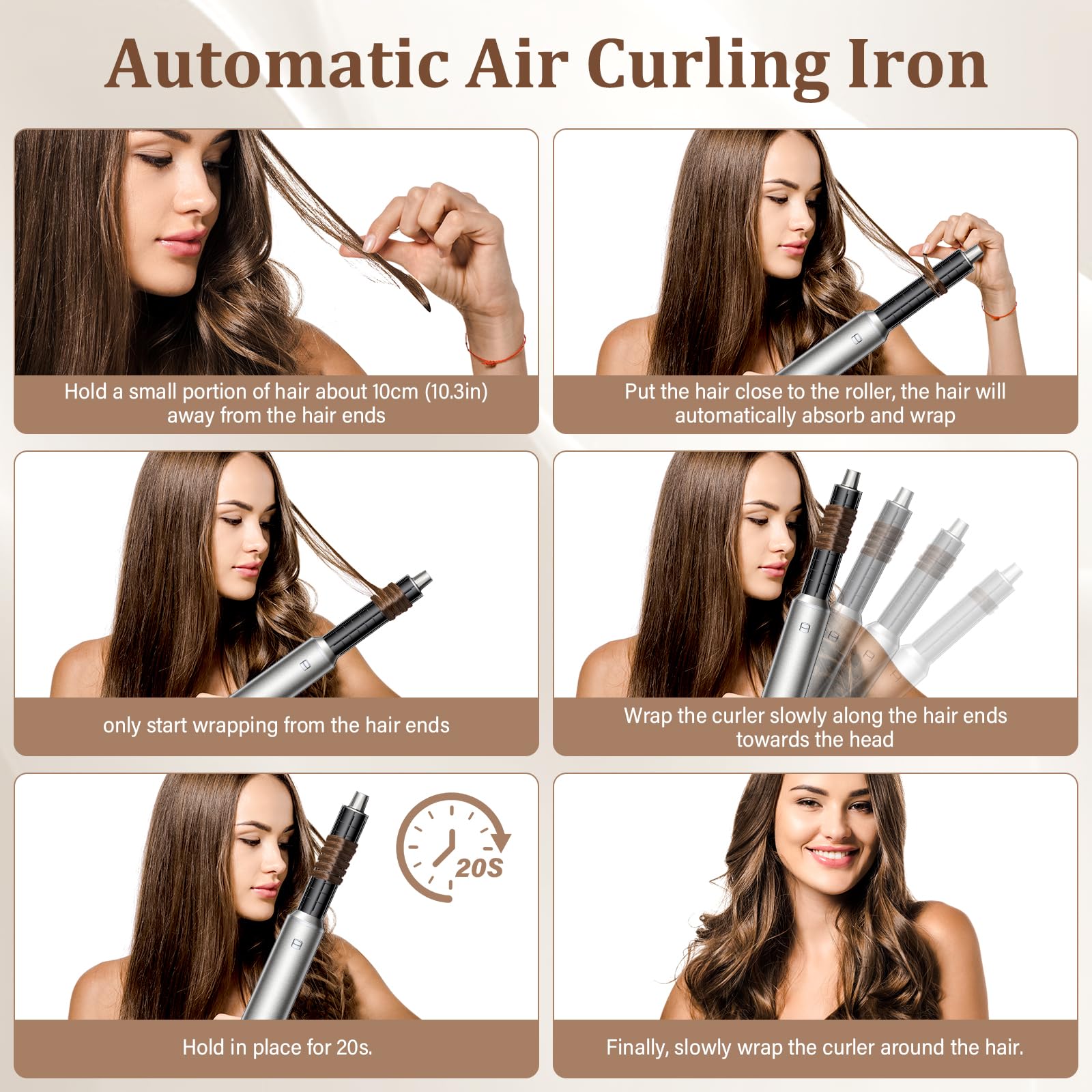 Styler per capelli 5 in 1, asciugacapelli agli ioni, multiuso, spazzola ad aria calda professionale, ferro arricciacapelli automatico, piastra per capelli, per styling, volumizzazione, arricciatura