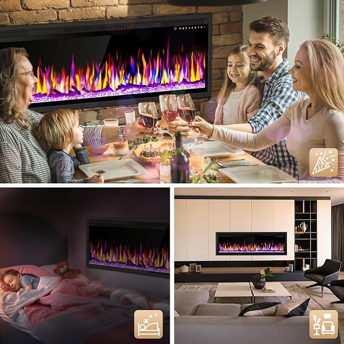 Chimenea Eléctrica 50 Pulgadas 750W/1500W con Control Remoto y Temporizador miniatura 6