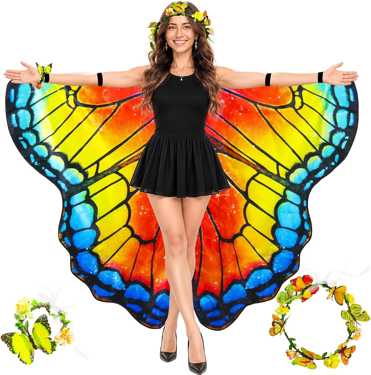 Double-Sided Fairy-Butterfly-Wings-Costume for Adult Women Easy Halloween