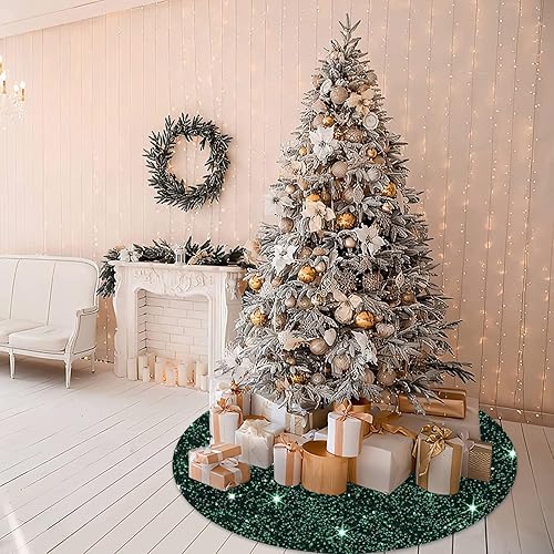 Miniatura 71 de MODFUNS Falda roja para árbol de Navidad de 46 pulgadas, falda grande para árbol de Navidad, con lentejuelas, falda bordada, lujosa alfombra redonda