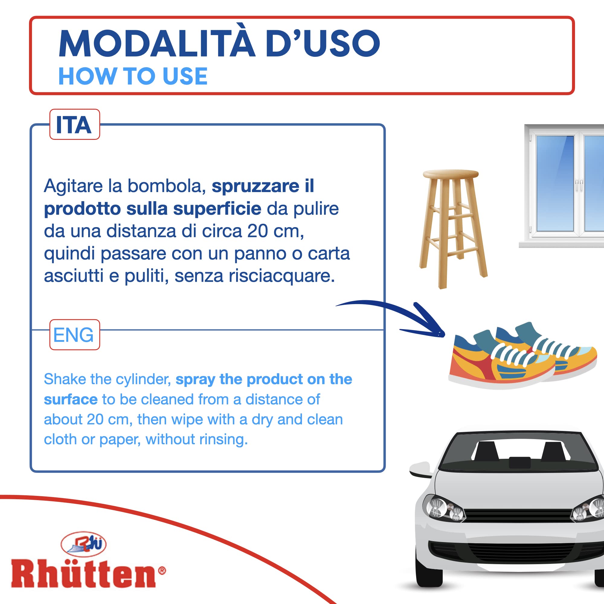 Schiuma Multiuso Igienizzante, Detergente per Tutte le Superfici Lavabili, con Ammoniaca, 400ml SPRAY