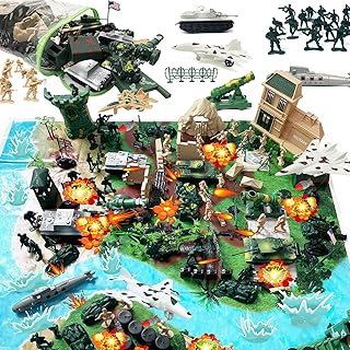 Army Men Toys for Boys, 130 Pcs Kids Military Base Playset, Plastic Acti...