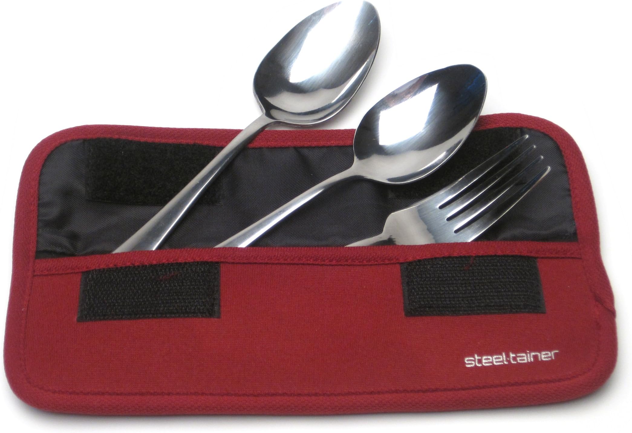 Steeltainer Travel Cutlery Kit with Neoprene Case (Red)