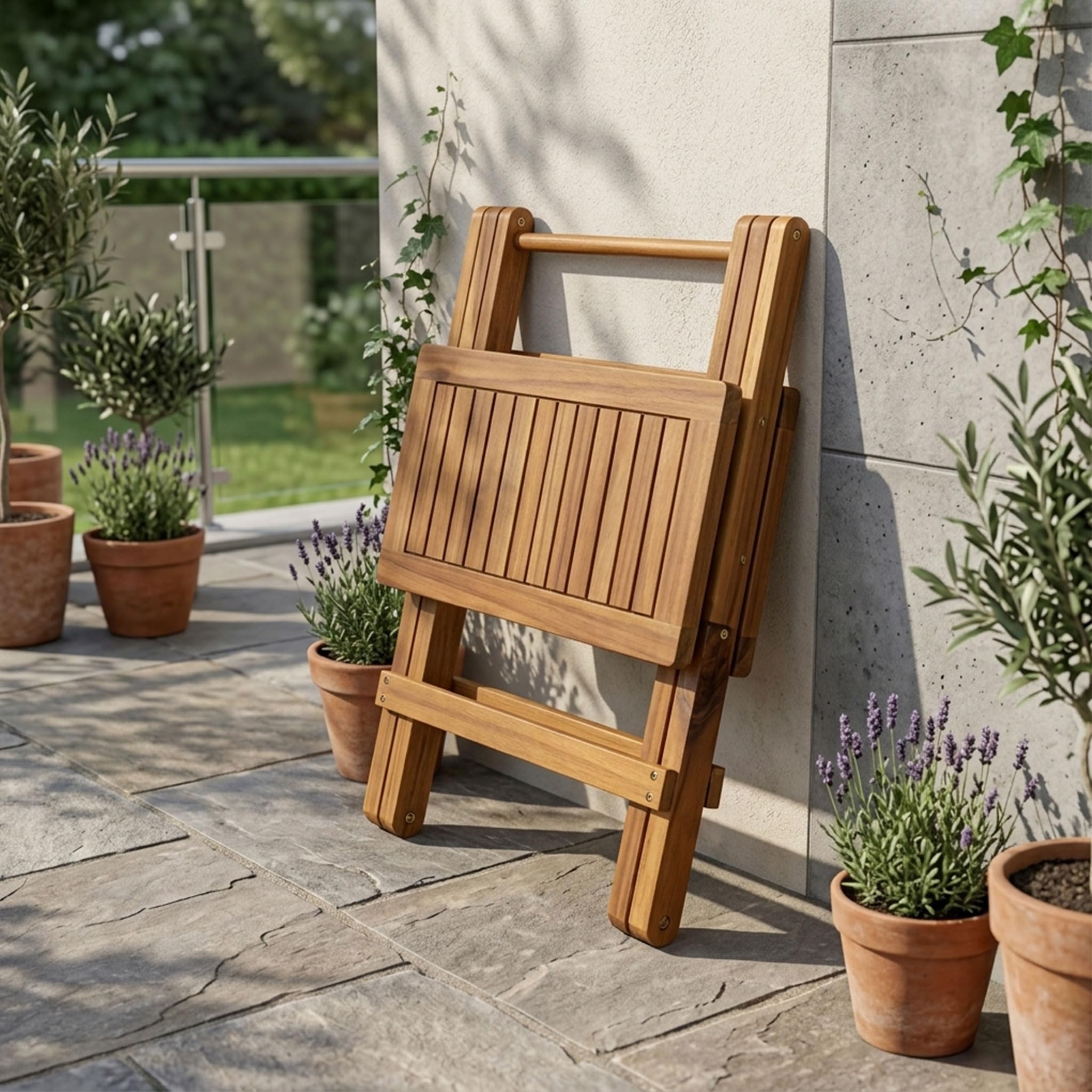 Spetebo table de jardin en acacia huilé - 50 cm - Pliante pour intérieur et extérieur - D'appoint pour balcon, terrasse, jardin - Bistrot massive