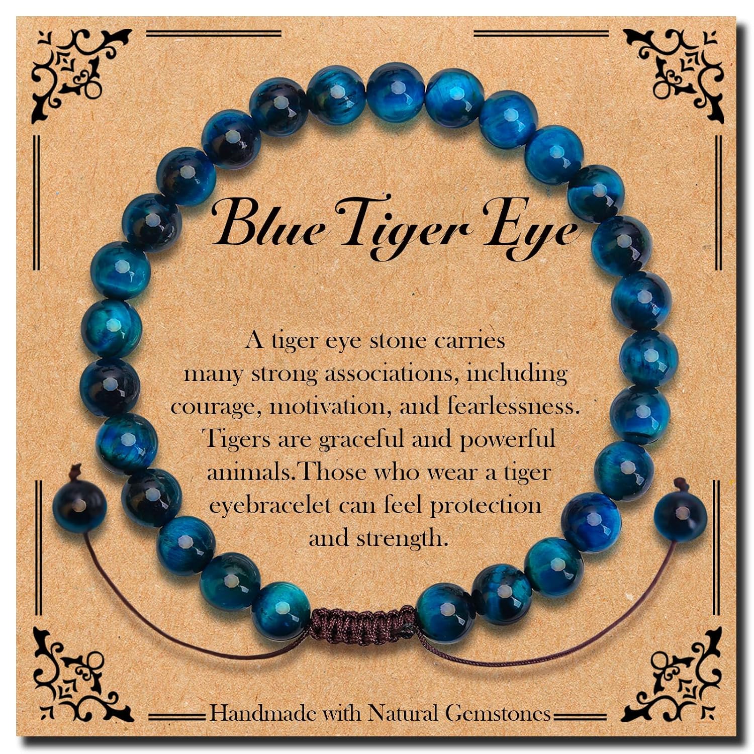 BONNY BOXX Braided Genuine Bracelet, Elegant Handcrafted Natural Gemstone Crystal Bracelet Healing Power Energy Inspirational Gifts with Card for Unisex