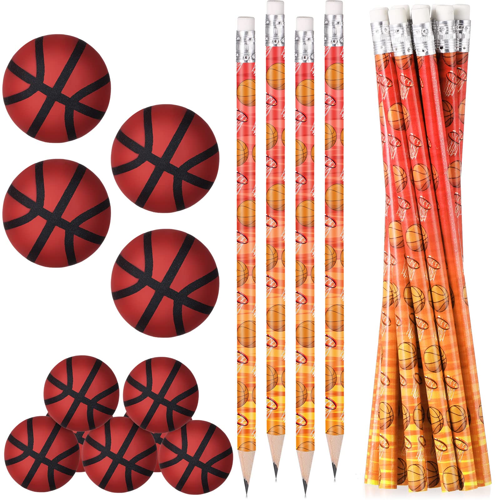 TaoBary 32 Pcs Basketball Pencils with 3D Erasers, Basketball Party Favors