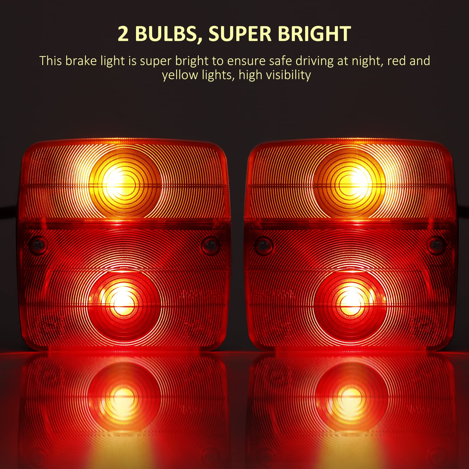 2×Luces Traseras para Remolque 40 LED y 7 Pines, Pilotos Traseros con Cable 7.35m+2.4m Magnético Juego de Luces Traseras Incandescente para Remolque, Universales 12V para Camión Caravan
