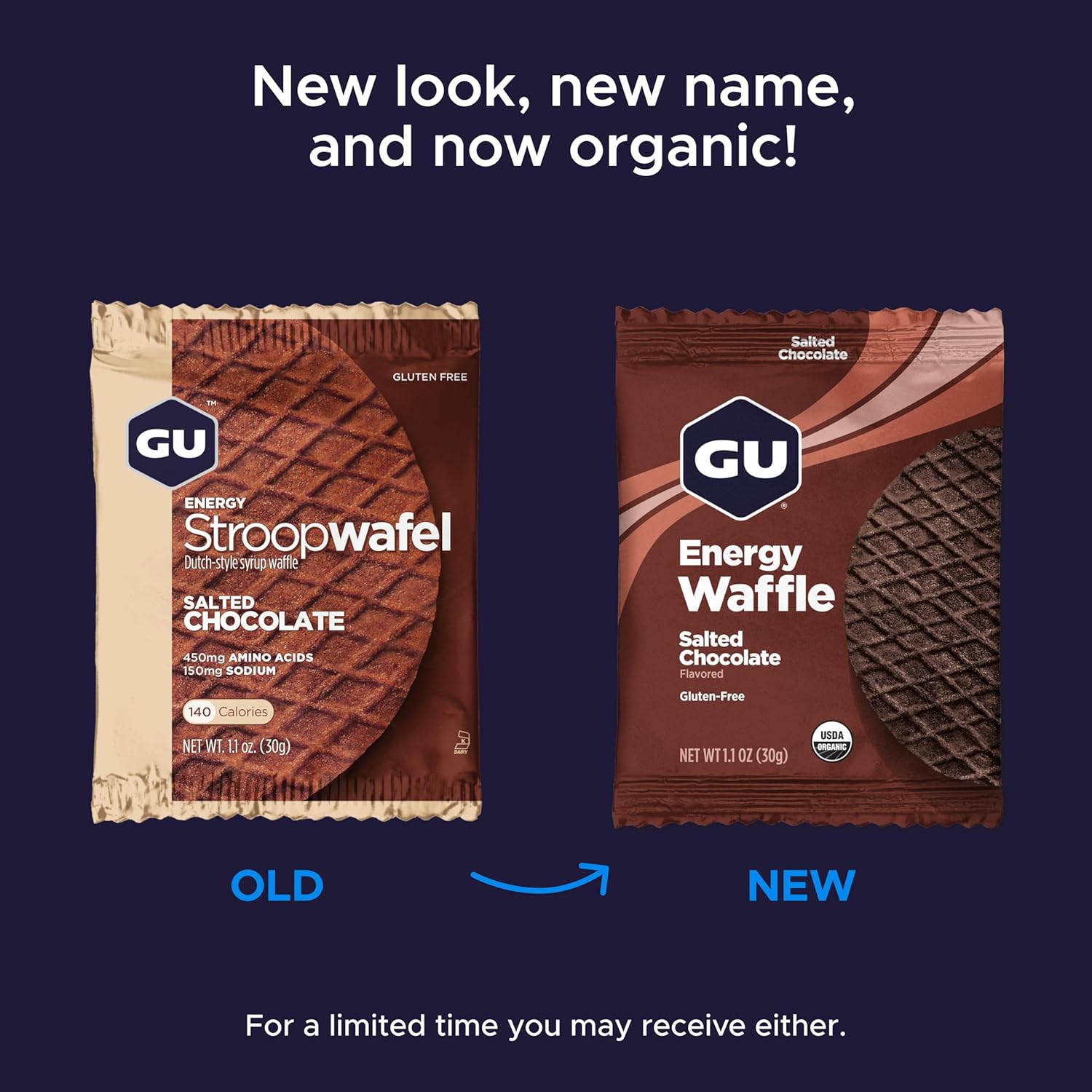 GU Energy Stroopwafel Salted Chocolate Sports Nutrition Waffle, Caffeine-Free, Gluten-Free, and Kosher dairy, On-the-Go Energy for Any Workout, 16 Count