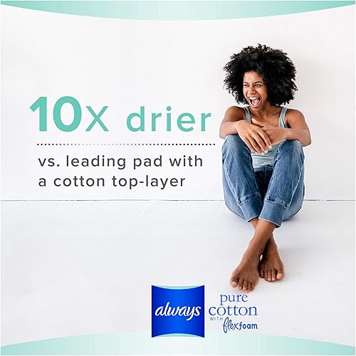 Miniatura 3 de Always Algodón puro con almohadillas de espuma flexible, talla 1, absorción regular (42 unidades)