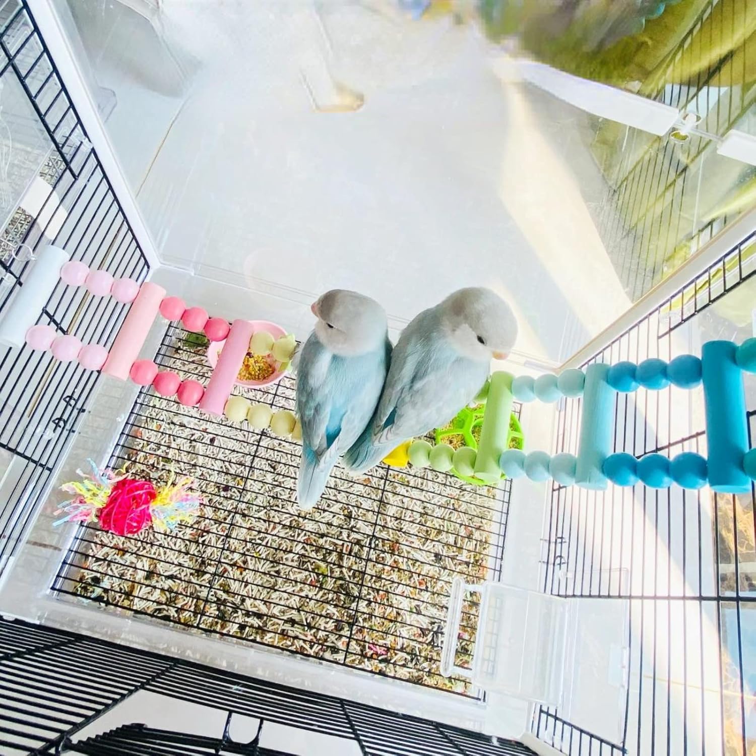 Bird Ladders Swing Chewing Toys Hanging Pet Bird Cage Accessories Hammock Swing Toy for Small Parakeets Cockatiels, Lovebirds, Conures, Macaws, Finches (Medium: 8 Ladders)