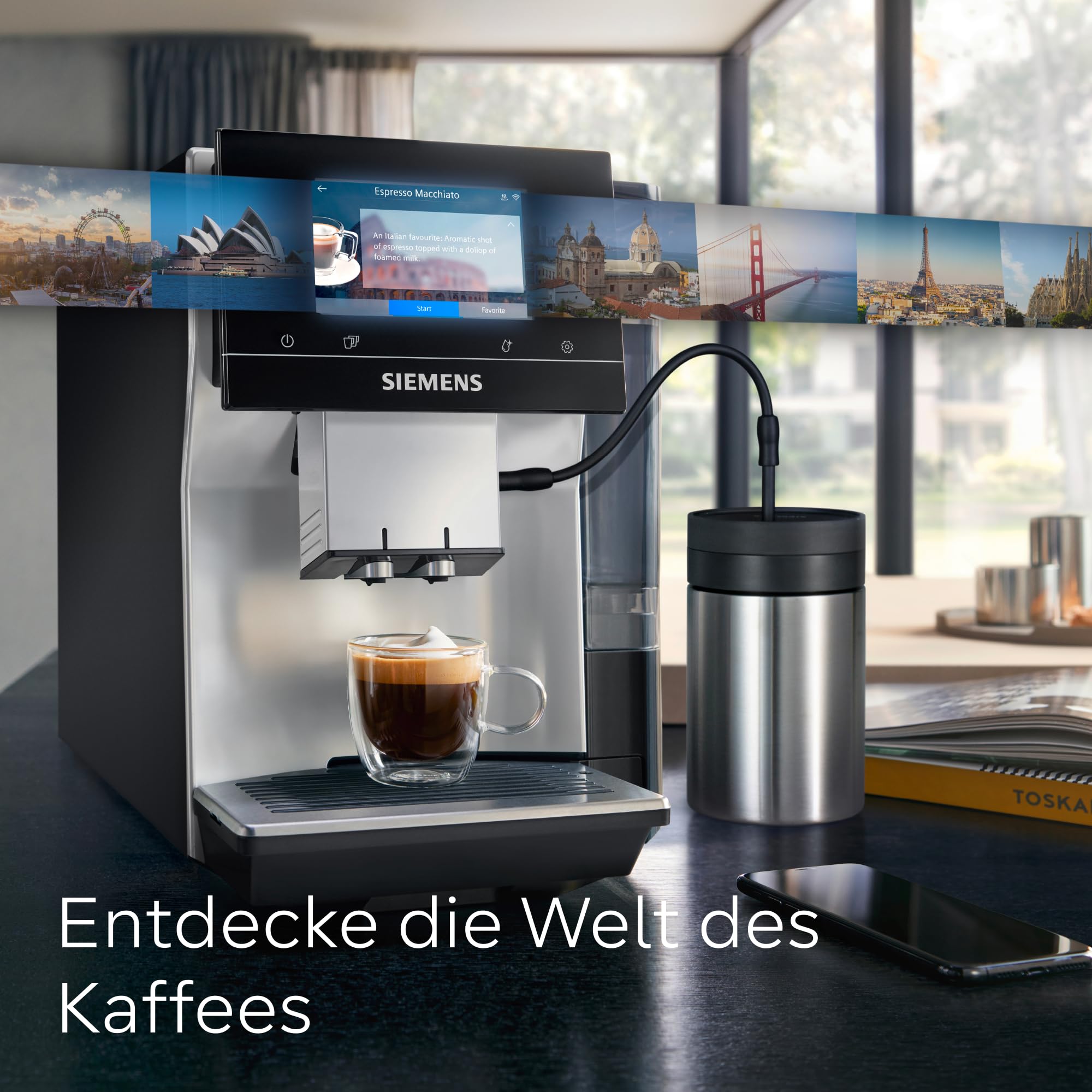 Siemens EQ700 classic Kaffeevollautomat TFT-Display 36 Getränke Cold Brew Silber TP715E17