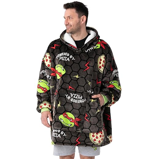TEENAGE MUTANT NINJA Turtles Herren Grauer Decken-Hoodie | Entfessle die Kraft der Schildkröten mit diesem TMNT VUddie | Einheitsgröße | Gemütliche Abenteuer warten
