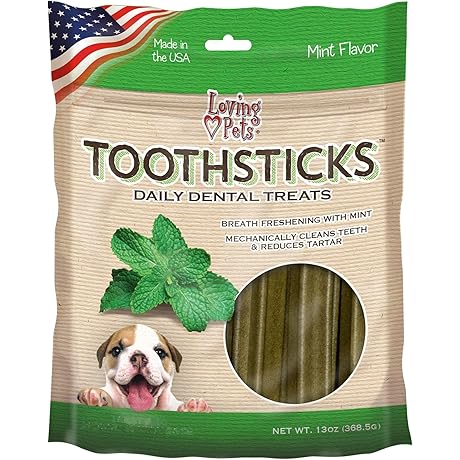 Loving Pets Toothsticks: Fresh Mint Dental Sticks for Doggy Chompers