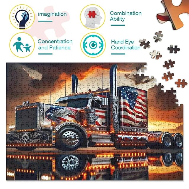 Foto 3 de 8 de Puzzle Arte de Camión Americano 1000 Piezas Material Ecológico Premium, Relajante, Difícil para Hombres