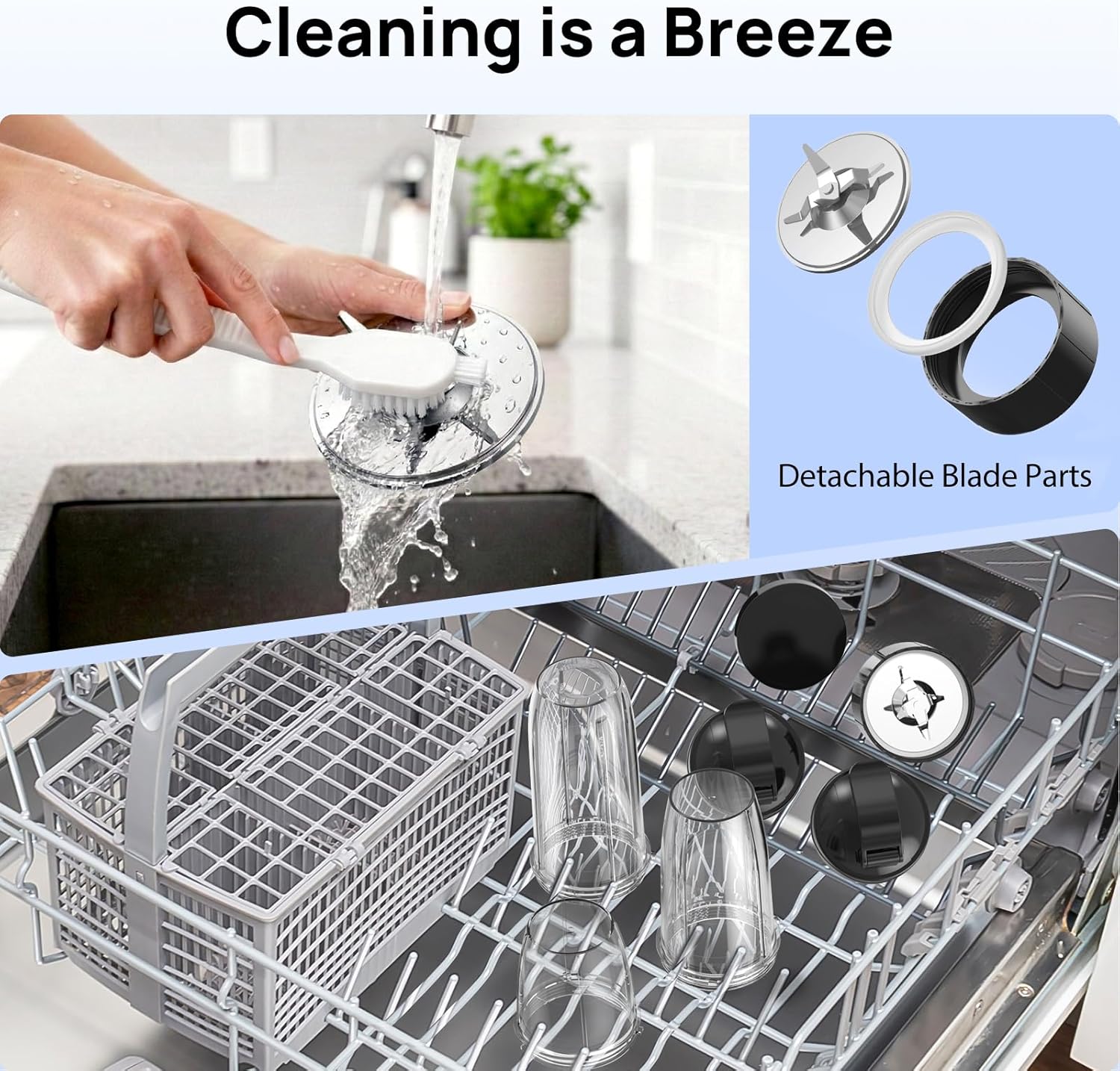 Consciot CB10 11Pcs Personal Blender, Blend Shakes and Smoothies, Frozen Drinks, Baby Food, Spreads & More, 3 Portable BPA Free To-Go Cups & 2 Spout Lids & 1 Flat Lid, Nutritious Recipe, 900 Peak Watt