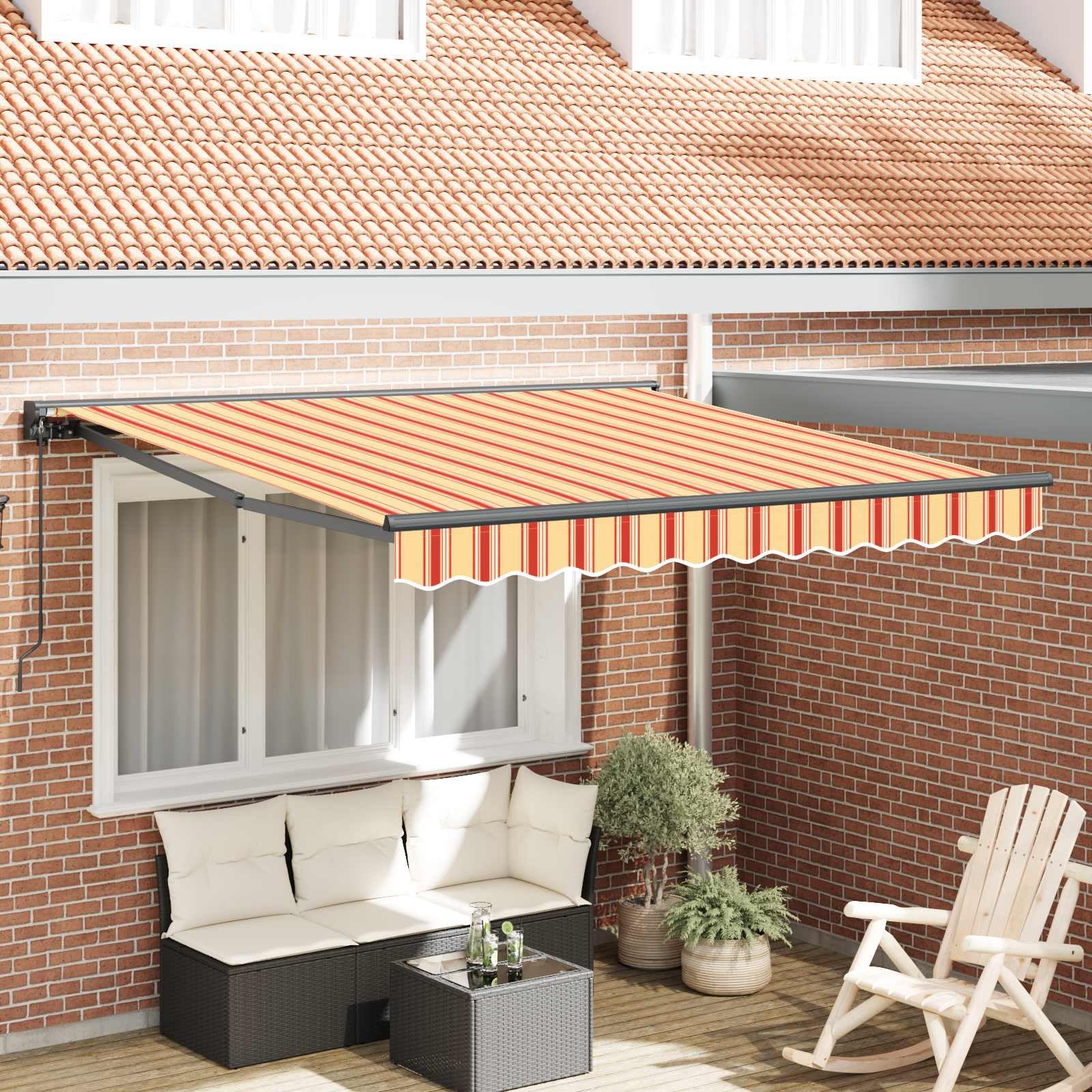Auvent rétractable 300 x 250 cm avec store en polyester et cadre robuste pour terrasse